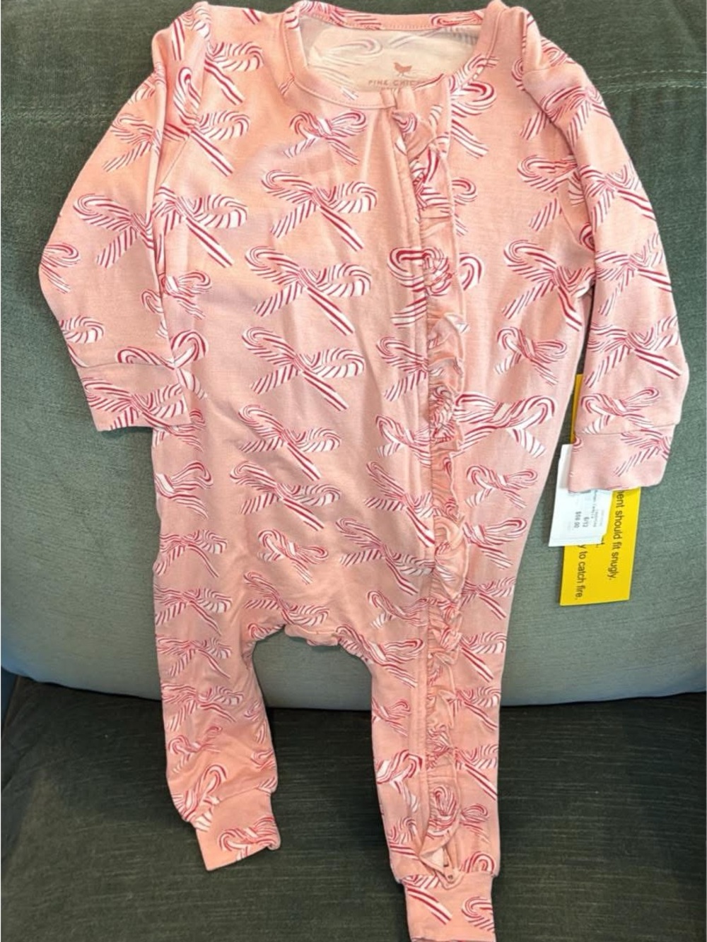 Pink Chicken Pink Candy Cane Print Kids Pajamas